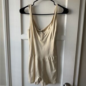 Oh Polly Sand Zip Up Sleeveless Romper